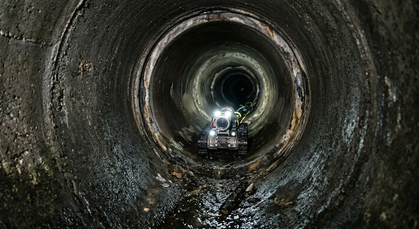 Robotic sewer camera inspecting pipe interior for Drain Snake Service in Lucas Valley-Marinwood
